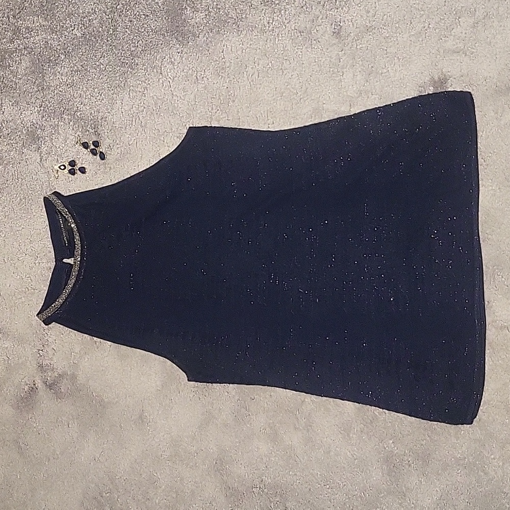 Navy halter top embellished collar WHBM size S
